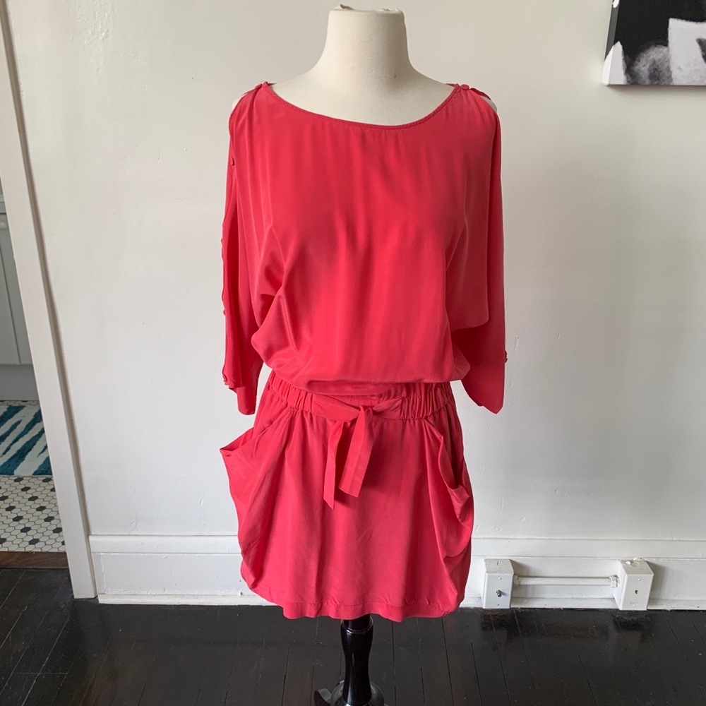 BCBG Coral Silk Mini Dress